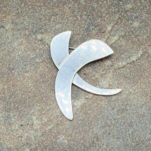 Vtg 925 Signed Sterling Silver Large Abstract Criscrossed Brooch Pin Modernist